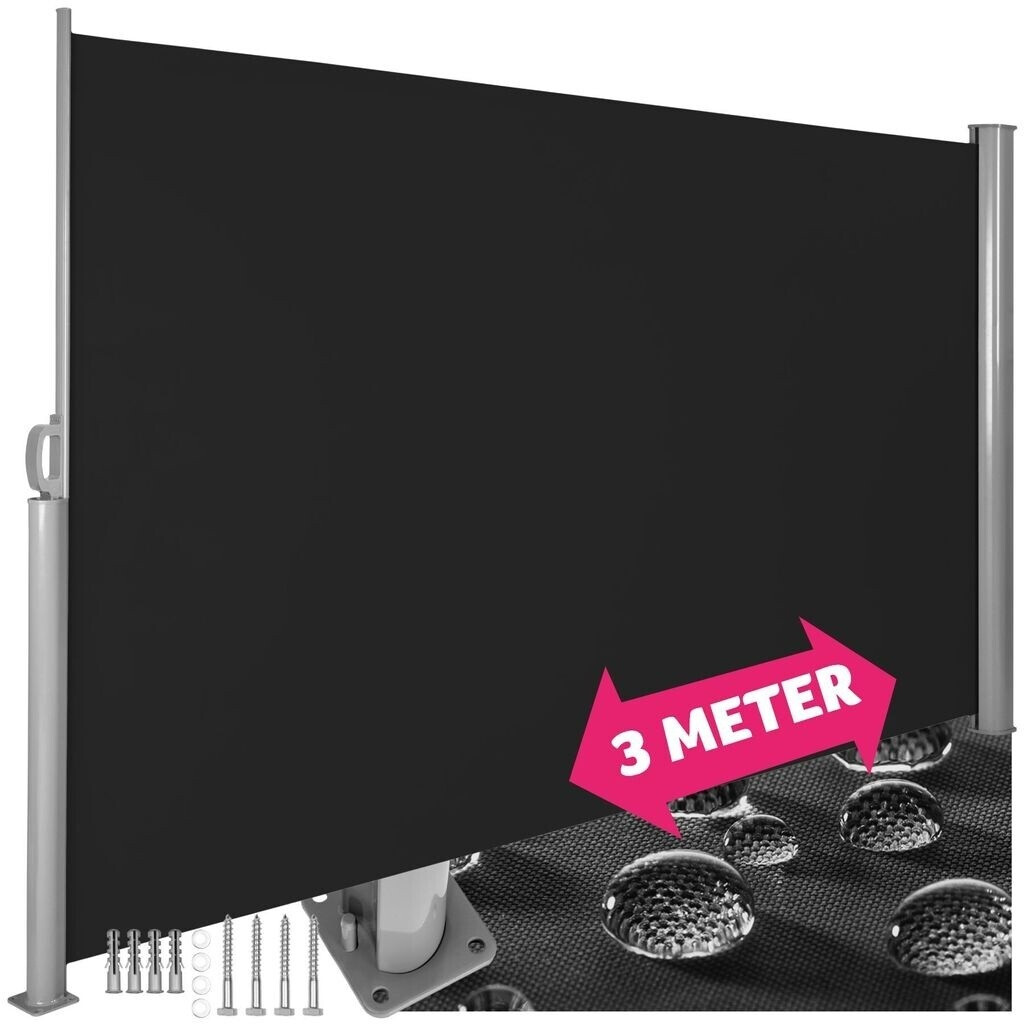 TecTake Brise-vue rétractable 160 x 300 cm noir