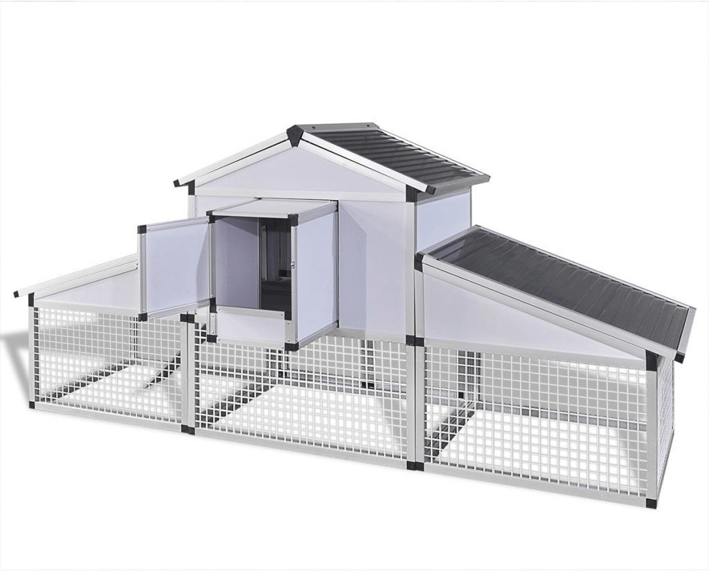 VidaXL Poulailler en aluminium avec cours et 1 pondoir