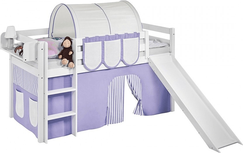 Lilokids Play Bed JELLE with pine and courtain (violet/white)
