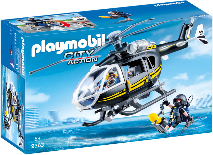 Hélicoptère de police & parachutiste - Playmobil