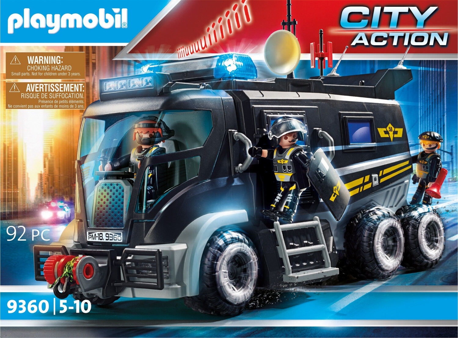 PLAYMOBIL LOT GROS Fourgon CAMION POLICE Policier Elicoptere