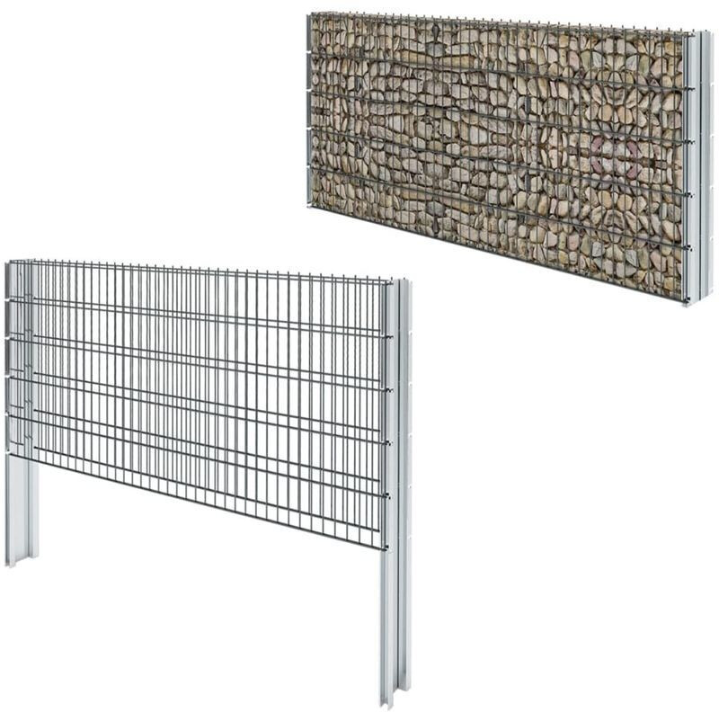 vidaXL Ensemble clôture gabion 2008 x 1030 mm gris