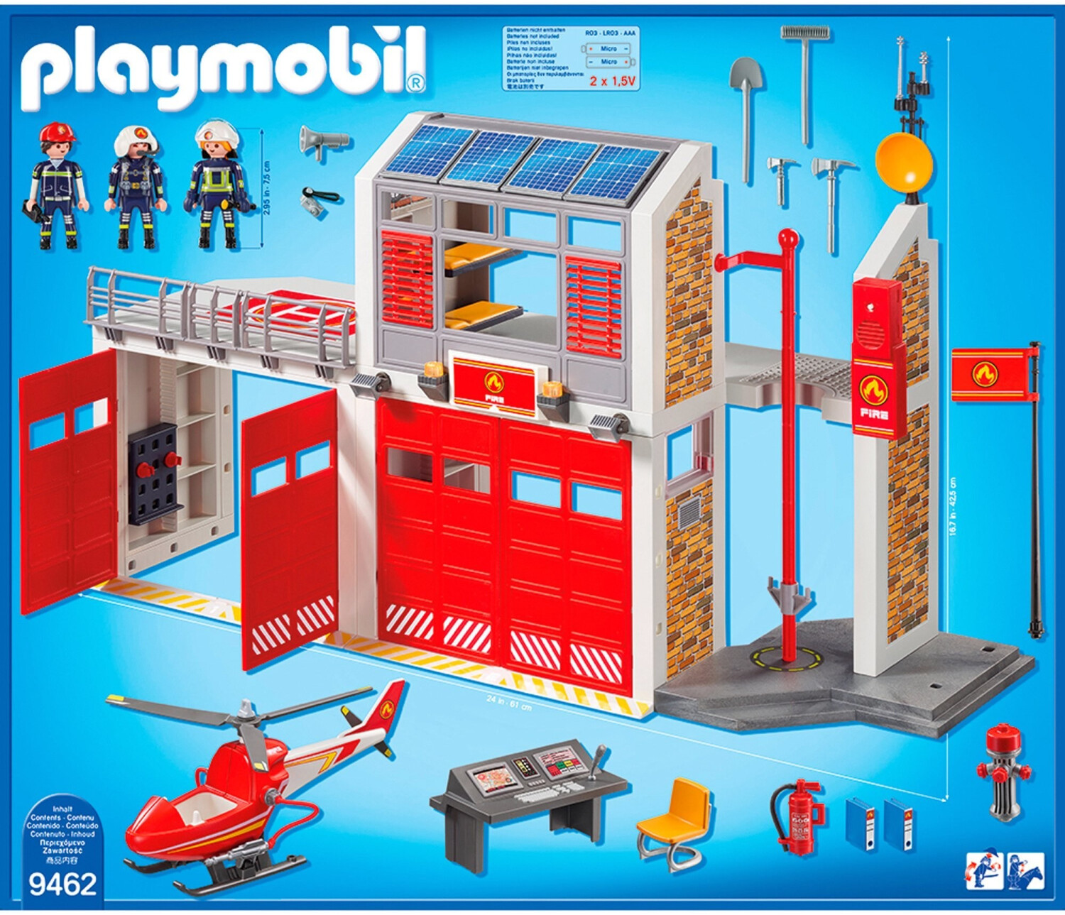 Soldes Playmobil Caserne de pompiers avec hélicoptère (9462) 2024 au  meilleur prix sur