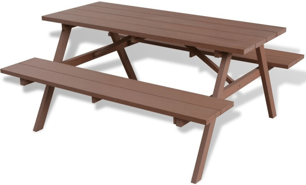 VidaXL Table et bancs de pique-nique WPC 150 x 139 x 72.5 cm marron (42385)