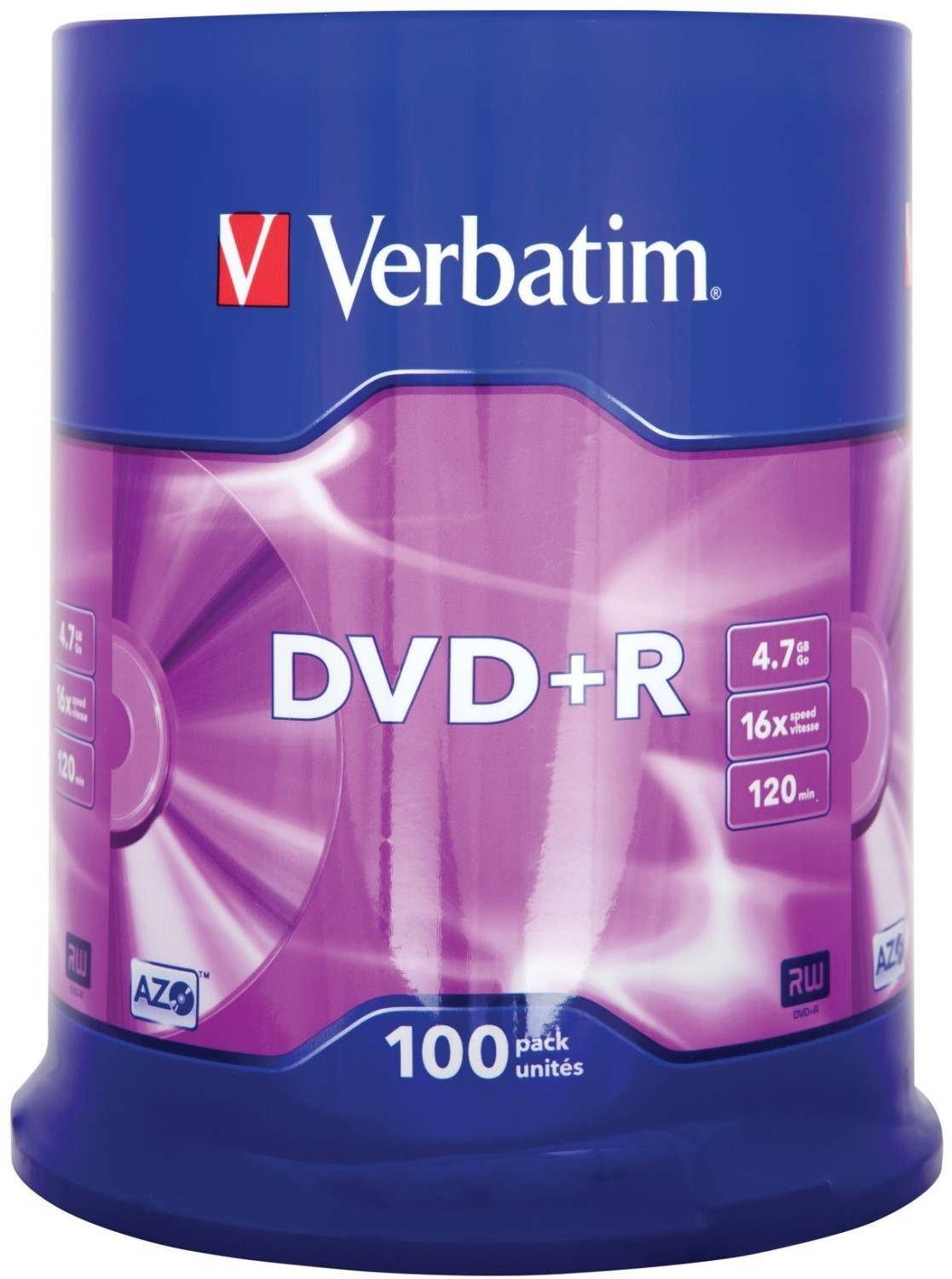 Verbatim DVD+R 4,7GB 120min 16x Matt Silver 100pk Spindle