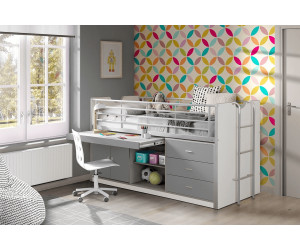 Vipack Hochbett Bonny Mit Schreibtisch Weiss Silbergrau Ab 691 00