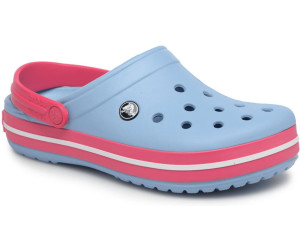 blue and pink crocs