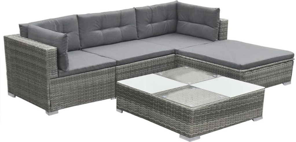 VidaXL Mobilier de jardin avec coussins résine tressée 5 pièces gris (42735)