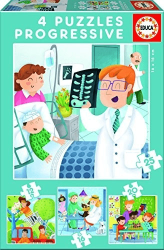 Educa Borrás 4 puzzles - Métiers (12 pièces)