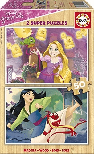 Educa Borrás 2 puzzles bois Disney Princess (50 pièces)