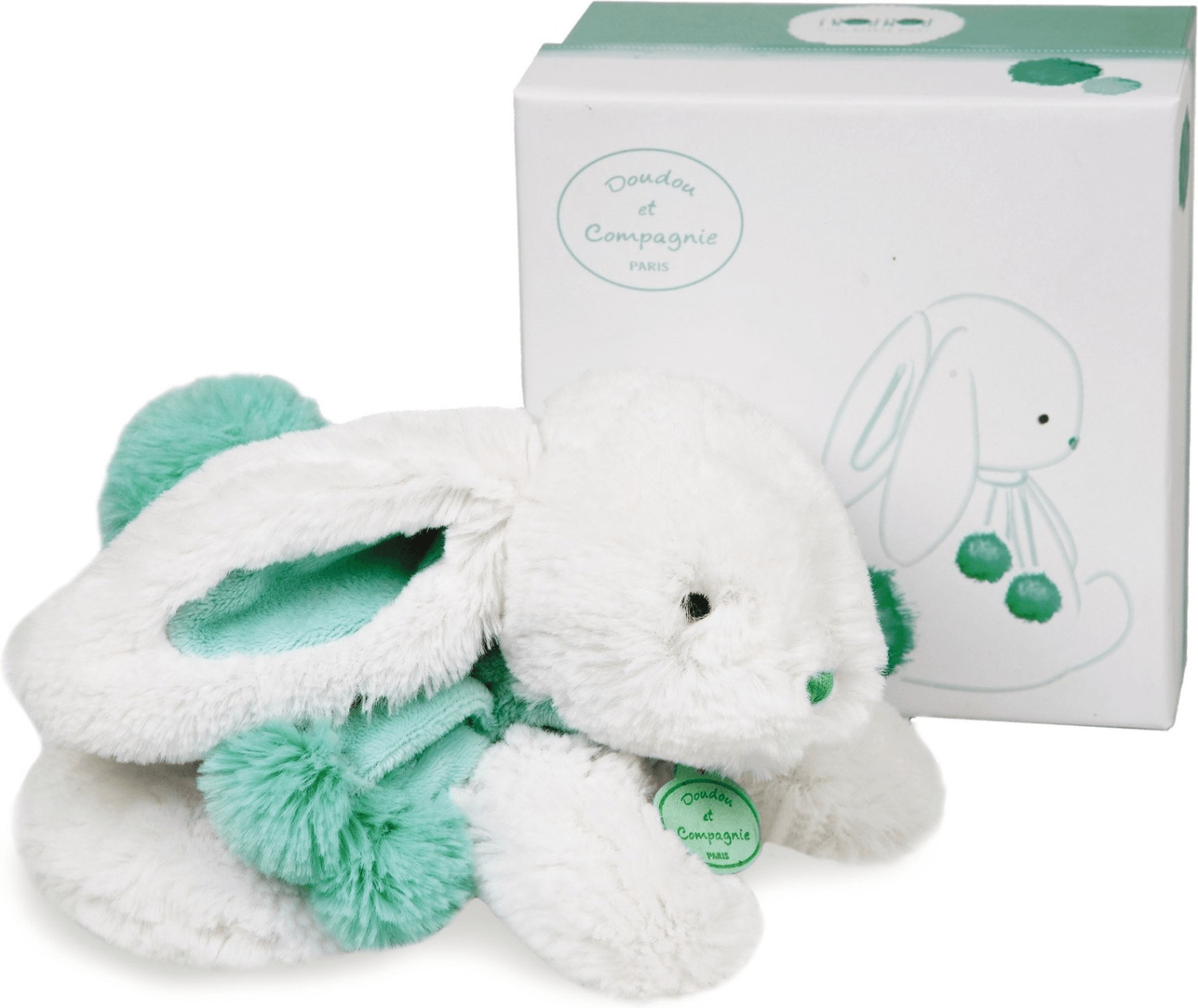 Doudou et Compagnie Lapin Pompon amande 25 cm