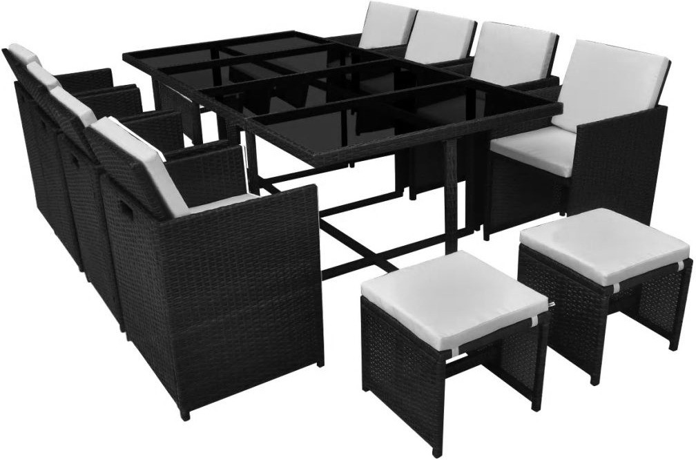 VidaXL Mobilier de jardin avec coussins résine tressée 13 pièces noir (42524)