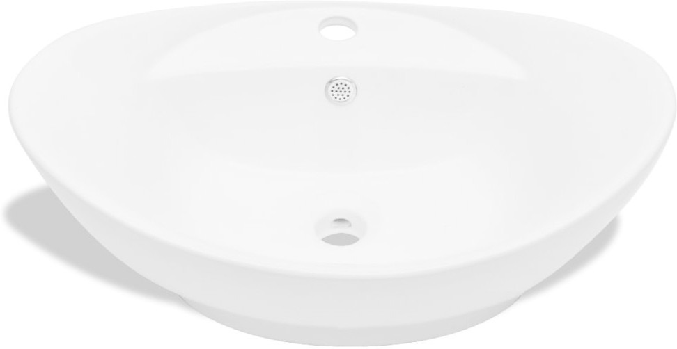 vidaXL Luxurious oval ceramic washbasin with overflow