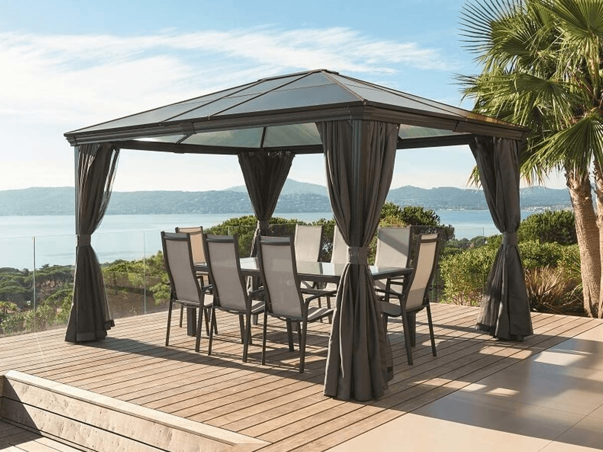 Hespéride Tonnelle de jardin Belize toit transparent 3,6 x 3 m