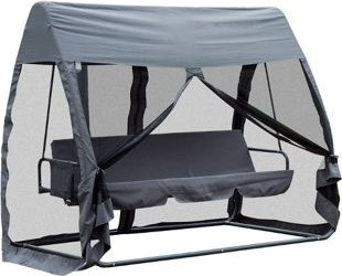 Outsunny Balancelle de jardin convertible 3 places gris