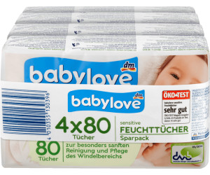 babylove Feuchtt/ücher sensitive 4x80 St/ück 320 St