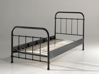 Vipack Lit simple en métal New York (noir)