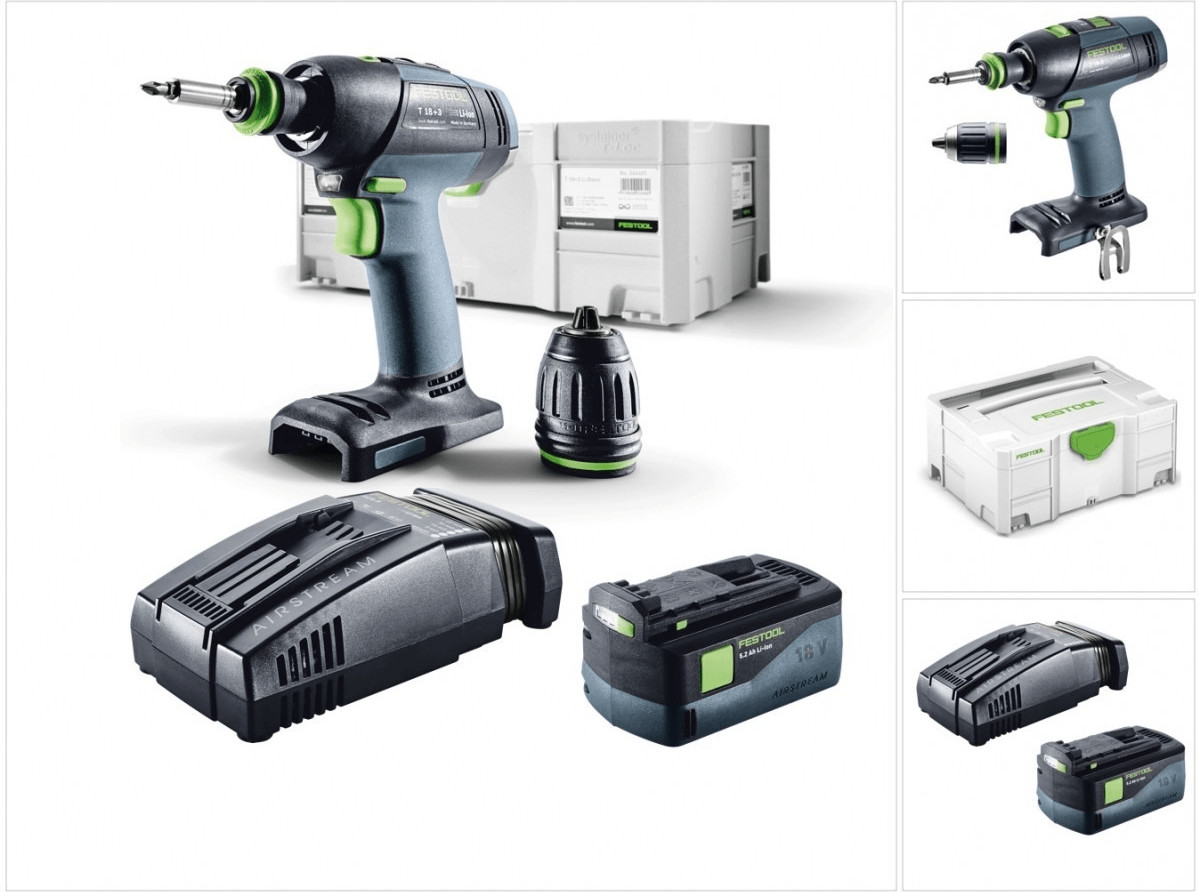Festool T 18+3 Li-Basic (1 x 5,2 Ah + chargeur rapide) avec Systainer