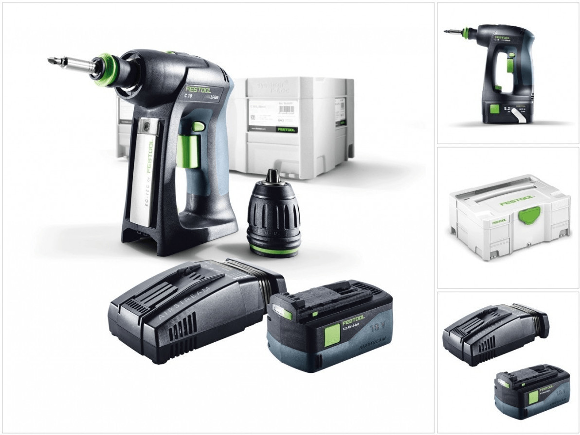 Festool C 18 Li-Basic (1 x 5,2 Ah + chargeur rapide) avec Systainer