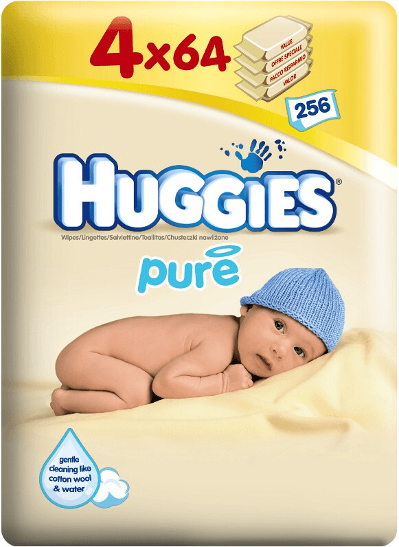Huggies Lot de 3 paquets lingettes bébé Pure - x56 unités à prix pas cher