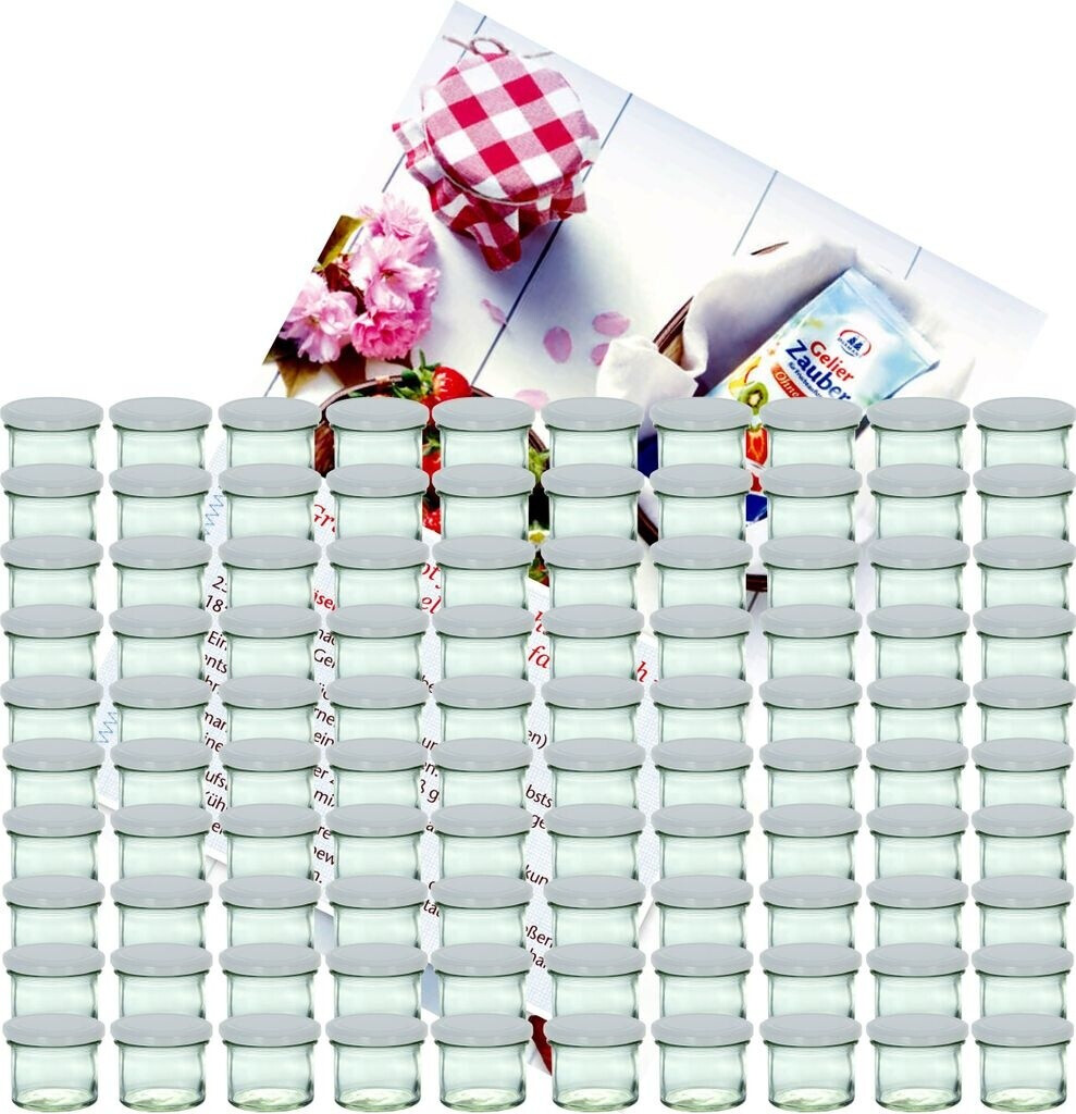MamboCat 50er Set Sturzgläser 167 Ml – Mit Twist-Off-Deckeln (schwarz) & Rezeptheft, Zum Einkochen