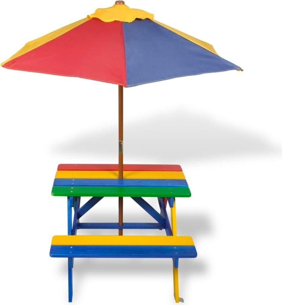 VidaXL Table de pique-nique enfant 4 couleurs avec parasol