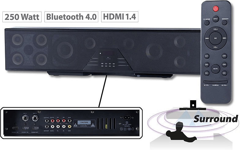 Auvisio 3D-Soundbar with 5.1-Sound, HDMI & Bluetooth au meilleur