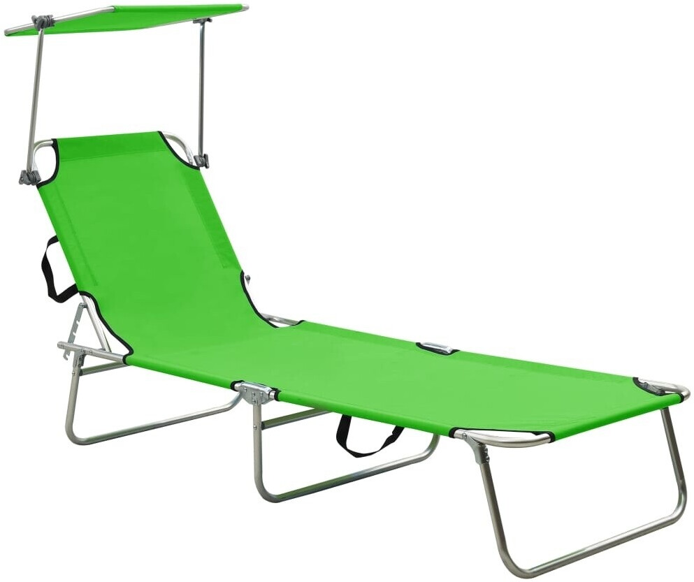 VidaXL Transat pliable avec pare-soleil 189 x 58 x 27 cm noir