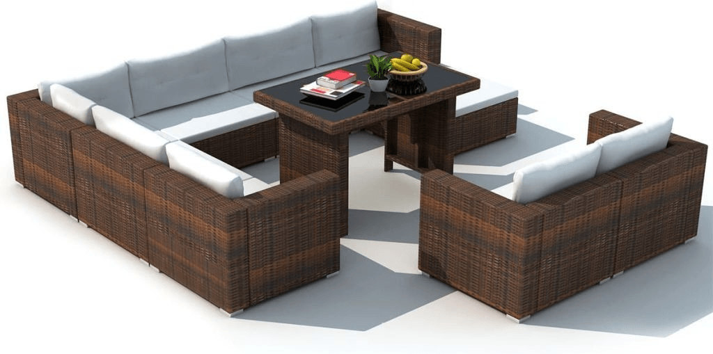 VidaXL Mobilier de jardin avec coussins résine tressée 10 pièces marron (41877)
