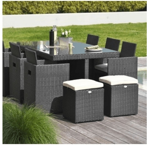 DCB Garden Salon de jardin encastrable 10 personnes