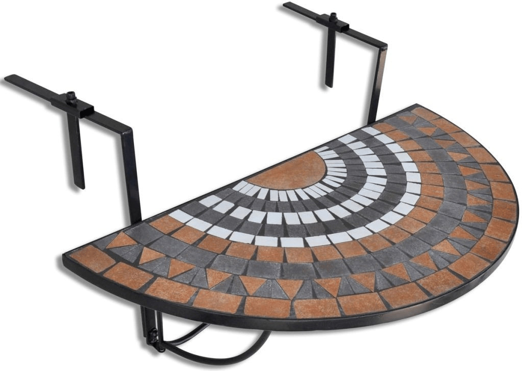 VidaXL Table suspendue de balcon terre cuite mosaïque blanc (41126)