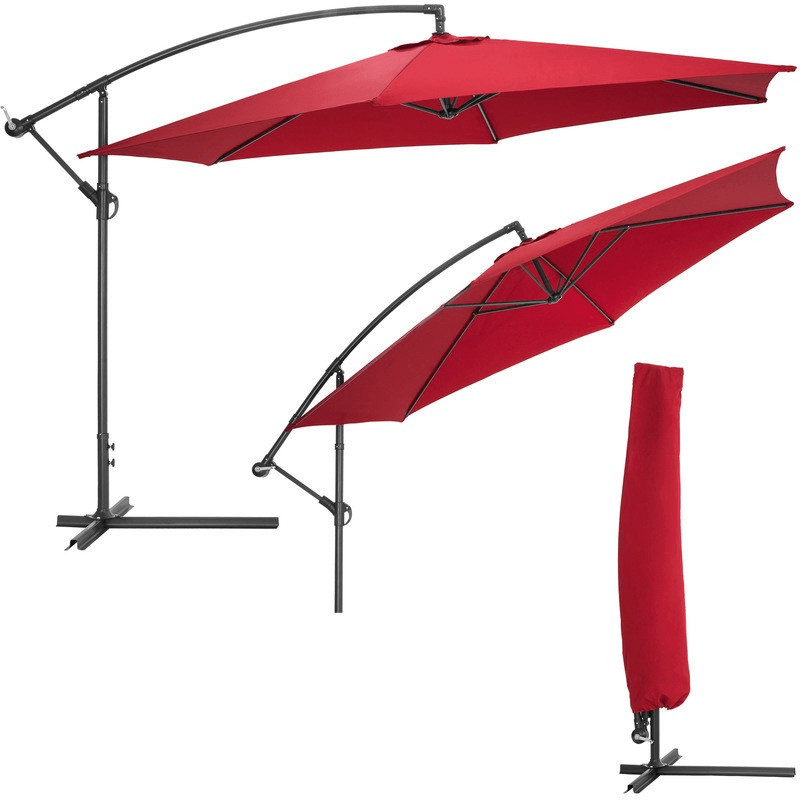 TecTake Cantilever Parasol Ø 350 cm red