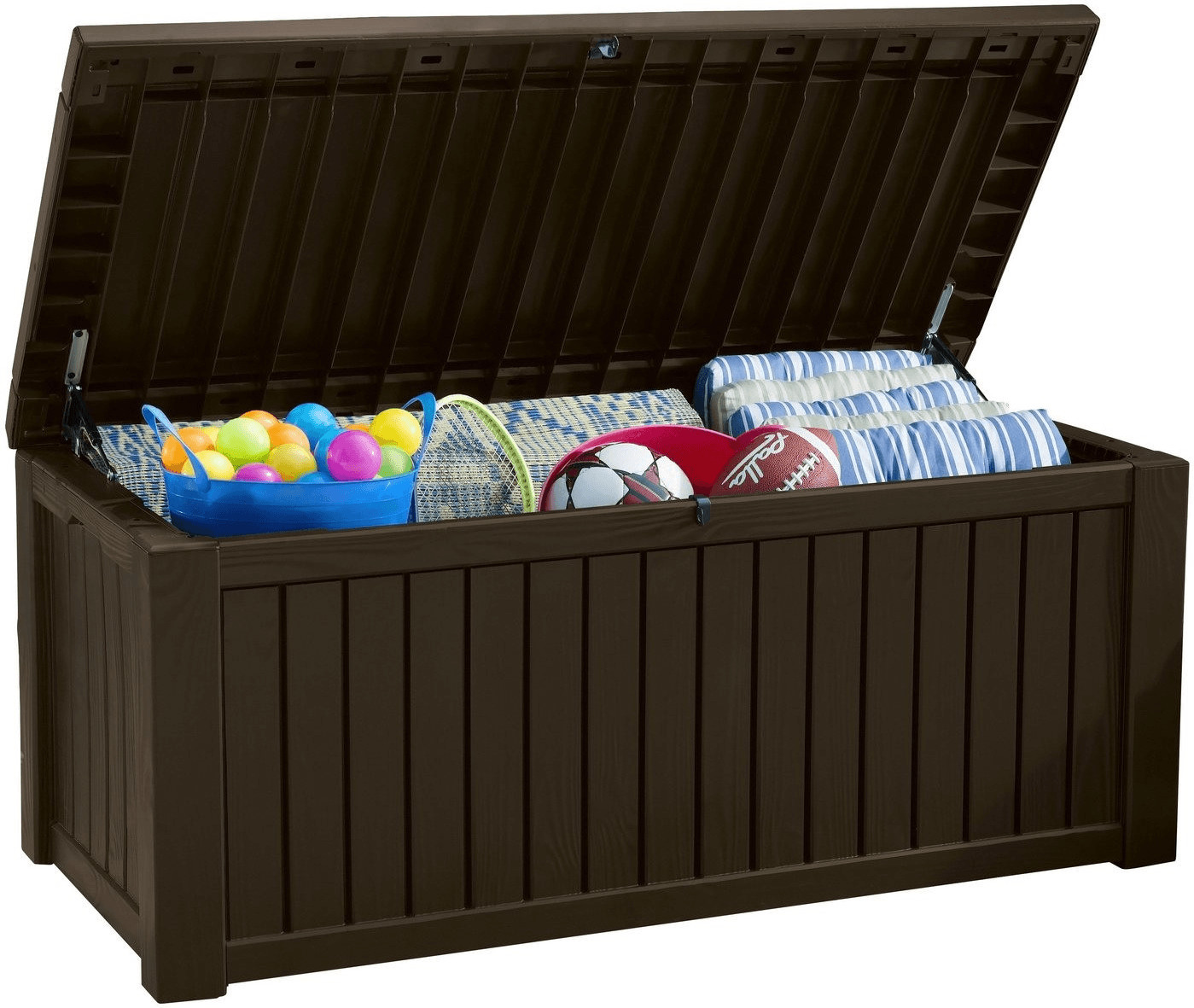 Coffre Rangement Extérieur Keter Sherwood 270L - Plastique Résistant Imitation Bois - Marron