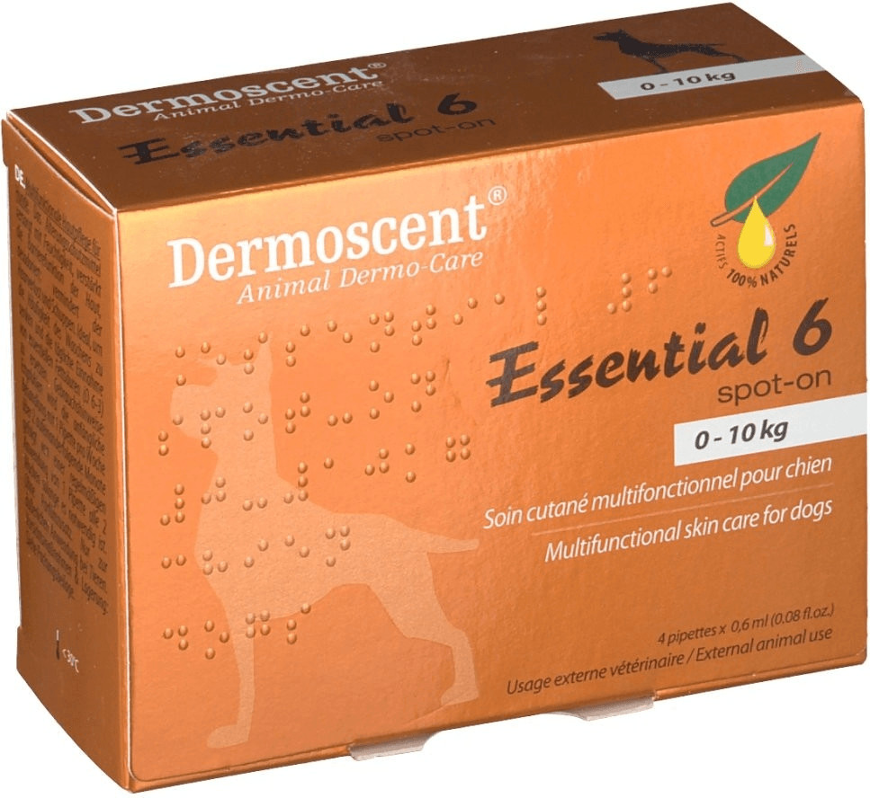 Dermoscent Essential 6 Spot-On pour chiens et petits animaux 0-10 kg 4 x 0,6 ml
