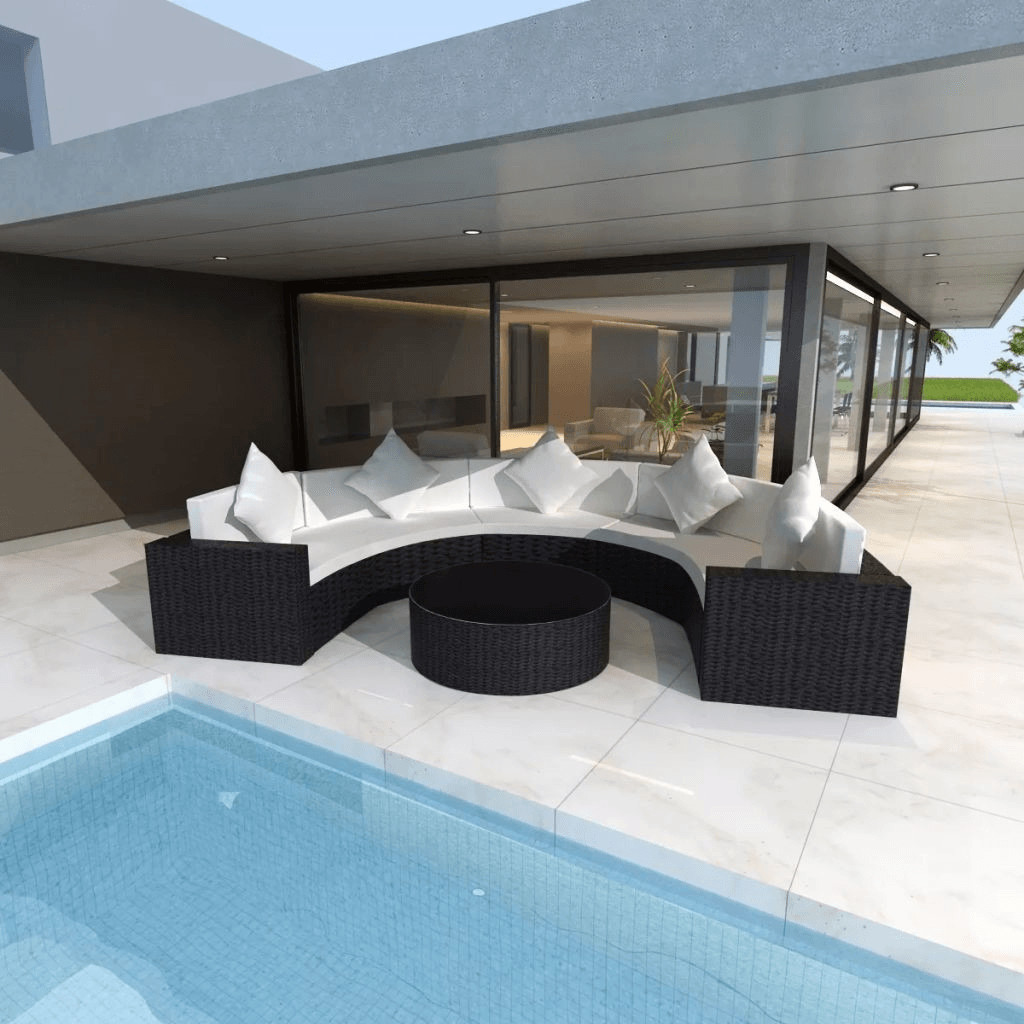 VidaXL Garden Lounge Set Set 13 Piece semicircle Poly Rattan