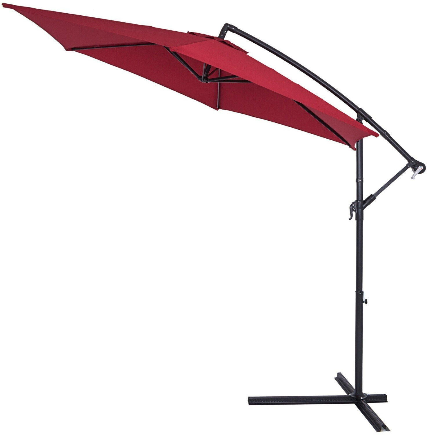 Deuba Parasol déporté Ø 300 cm rouge