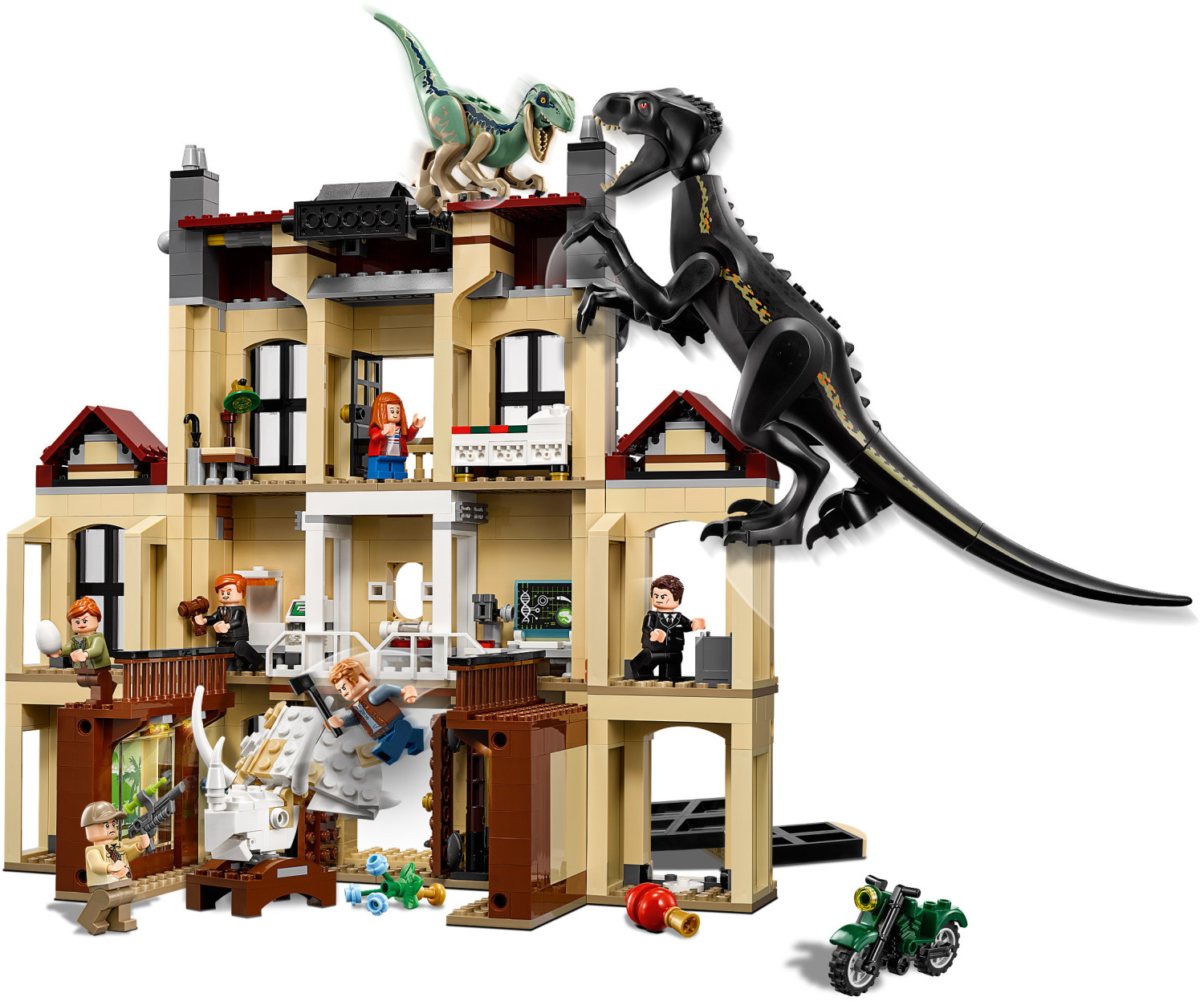Lego jurassic world caos del indorraptor en top la mansión lockwood 75930