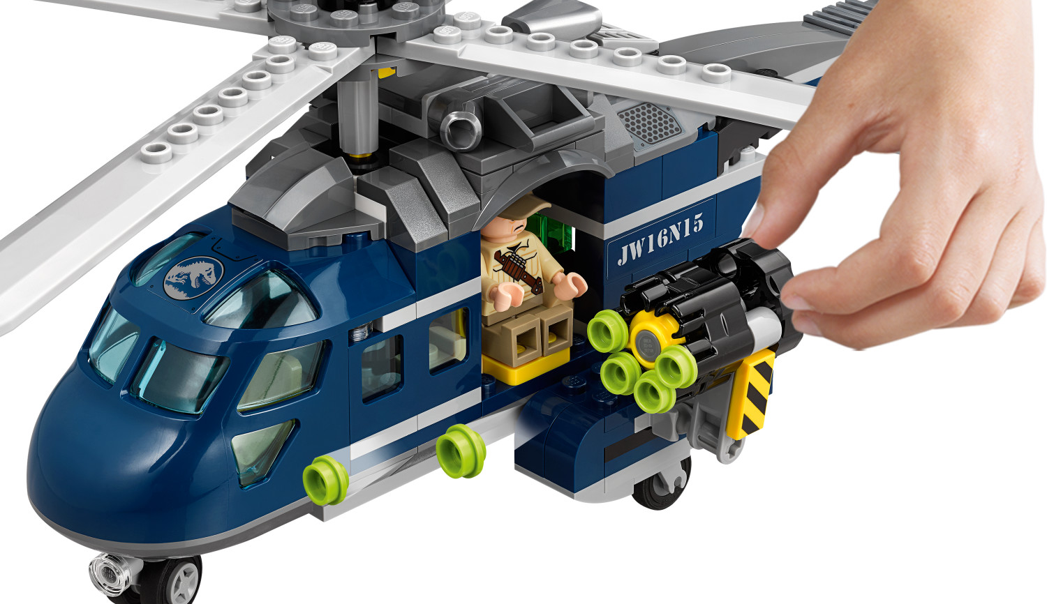Lego jurassic world persecución sales en helicóptero de blue