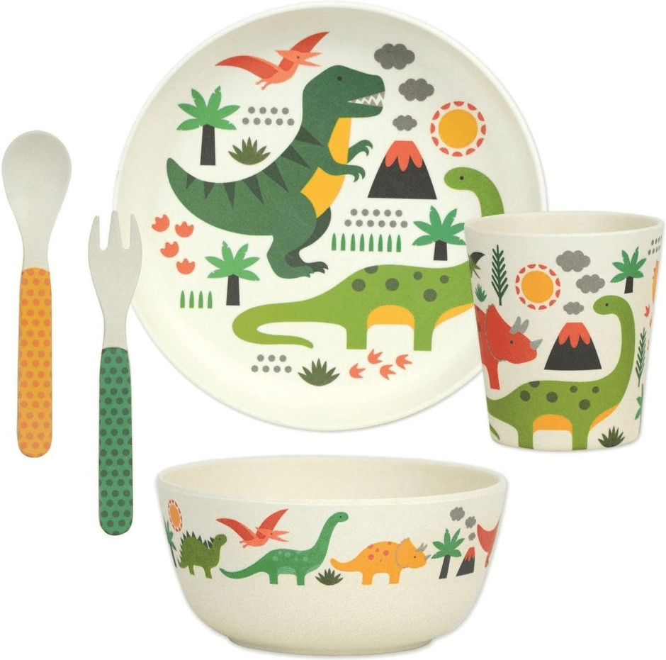 Petit Collage Set repas bambou 5 pièces dinosaures