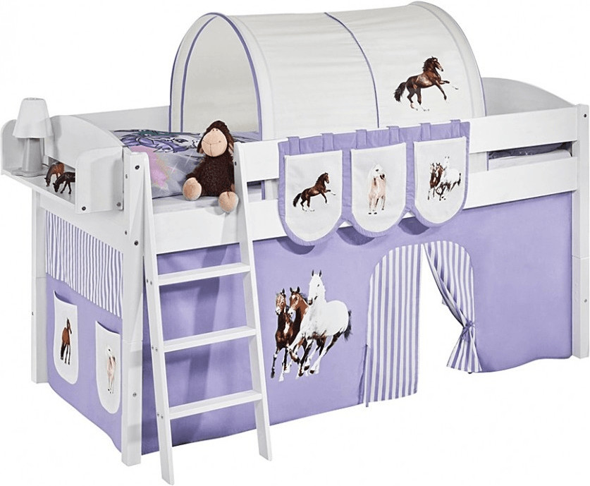 Lilokids Play Bed IDA incl. Curtain (Horses violet/white)