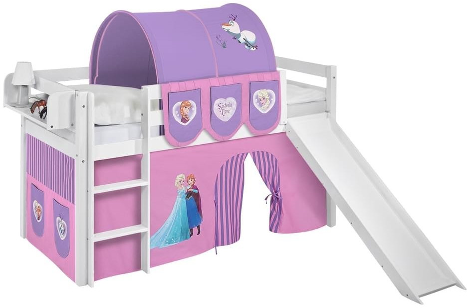 Lilokids Play Bed JELLE with pine and curtain (Queen of ice violet/white)