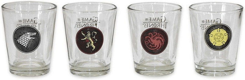 Close Up Game of Thrones shot glasses crest