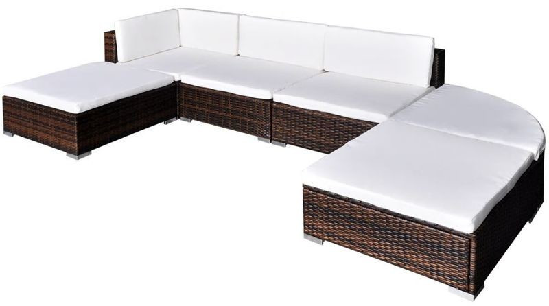 VidaXL Mobilier de jardin avec coussins résine tressée 6 pièces marron (41272)