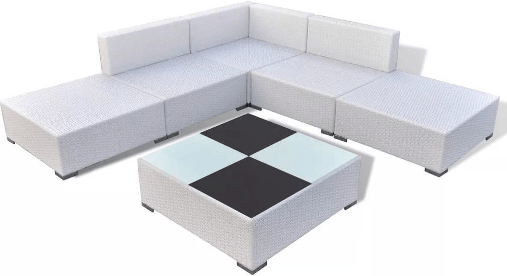 VidaXL Salon de jardin 6 pièces avec coussins résine tressée blanc (41264)