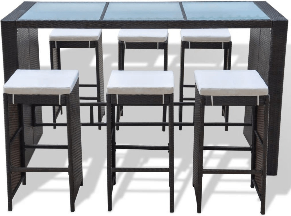 VidaXL Meuble de bar de jardin ave coussins résine tressée 7 pièces marron (41836)