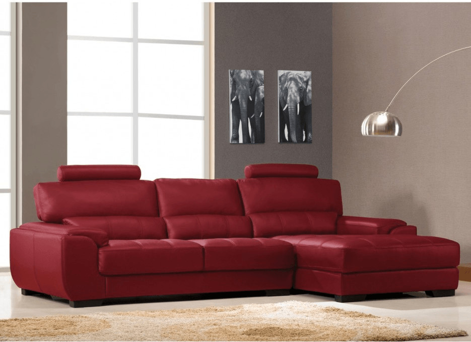Vente-unique Canapé d'angle en cuir Metropolitan II rouge - angle droit