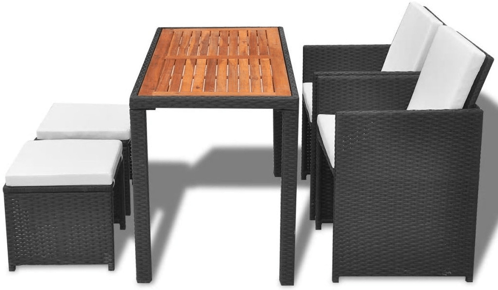 VidaXL Comedor exterior 11 pzs. ratán acacia negro