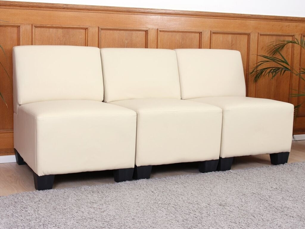 Mendler Lyon 3 seater sofa creme without armrest