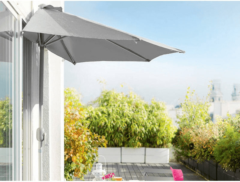Hespéride Demi parasol de balcon Séréna gris