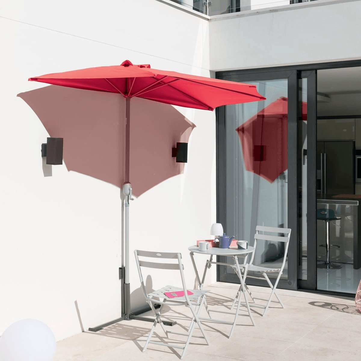 Hespéride Demi parasol de balcon Séréna framboise